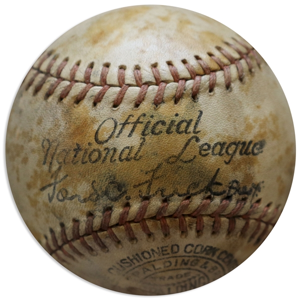 Ford Frick Single Signed Baseball on the Sweet Spot as National League President